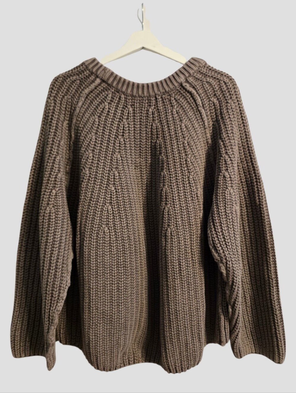Free People Take Me Home Sweater Womens XL Taupe Crewneck Chunky Heavy Cozy Boho - Picture 6 of 9